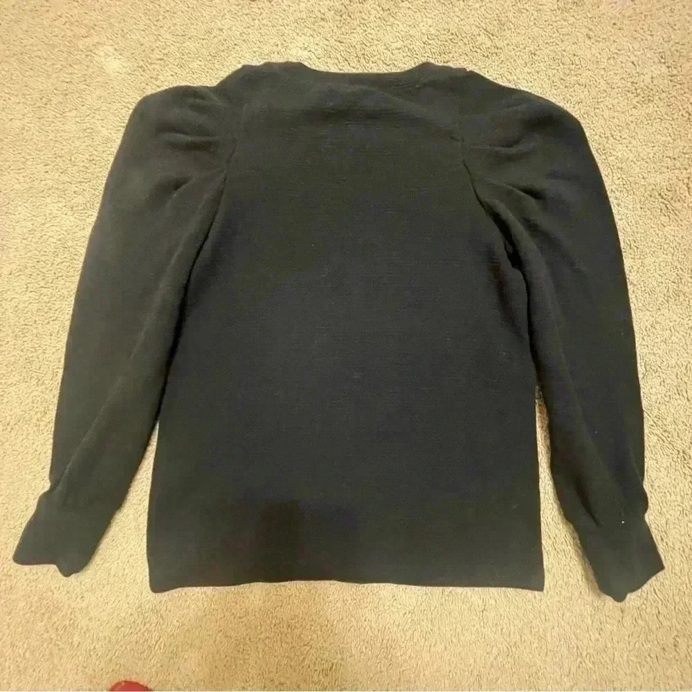 Madewell Pleated Statement-Sleeve Top in Black Size Extra Small - Picture 5 of 12